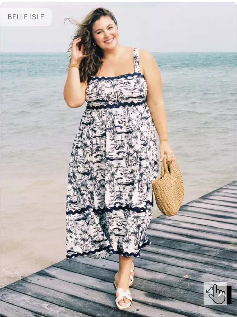 NWT Belle Isle Navy by Torrid  & White Tropical Print Midi Dress size 3X